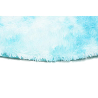 Okrúhly shaggy koberec modrej farby