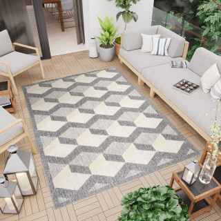 Koberec s 3D efektom v krémovej farbe