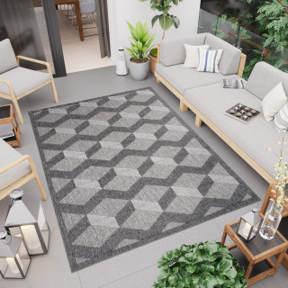 Koberec s 3D efektom v sivej farbe