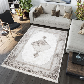 Vintage koberec krémovo-hnedej farby