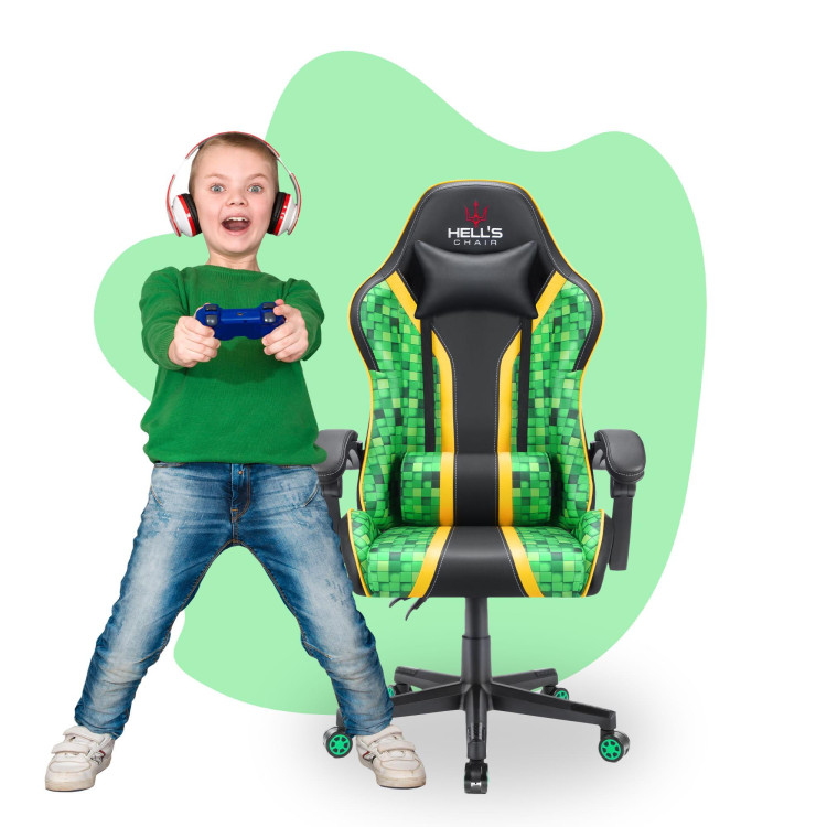 Otroški zeleno-črni gaming stol HELLS CHAIR