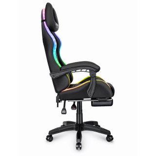 Črn igralni stol HELLS CHAIR z LED RGB osvetlitvijo