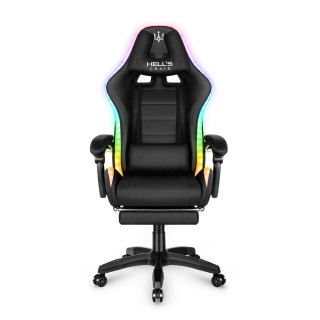 Črn igralni stol HELLS CHAIR z LED RGB osvetlitvijo