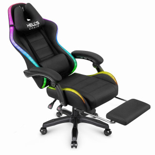 Črn igralni stol HELLS CHAIR z LED RGB osvetlitvijo