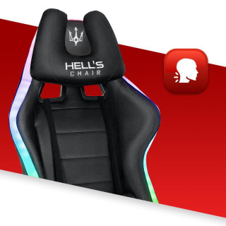 Črn igralni stol HELLS CHAIR z LED RGB osvetlitvijo