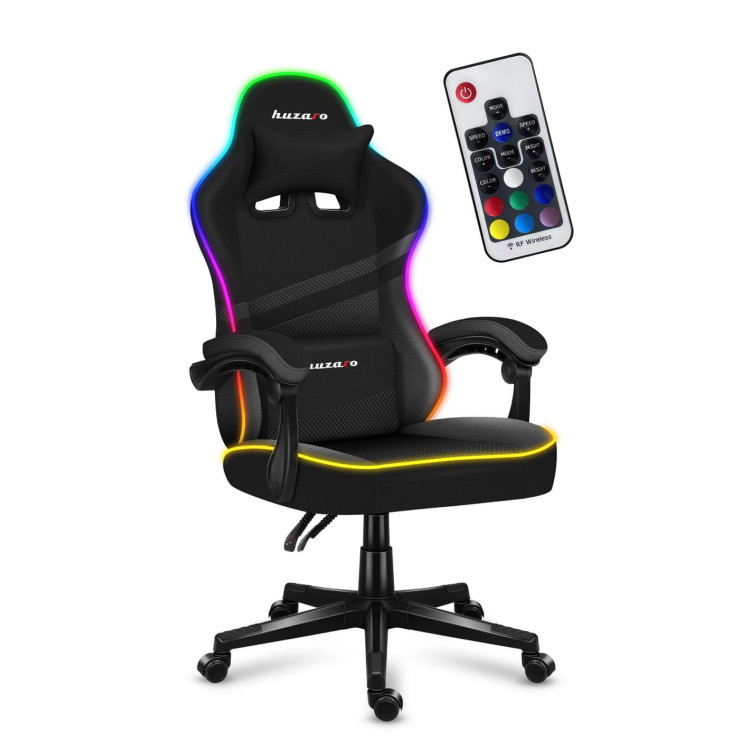 Stol iz črnega blaga Huzaro z RGB osvetlitvijo FORCE 4.4 RGB BLACK