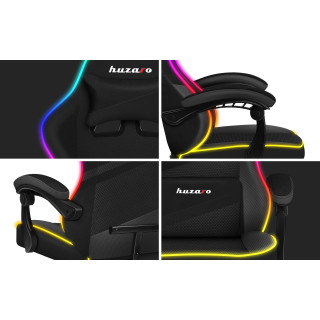 Stol iz črnega blaga Huzaro z RGB osvetlitvijo FORCE 4.4 RGB BLACK