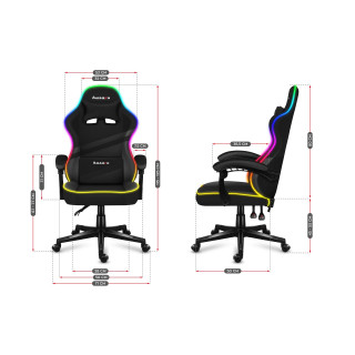 Stol iz črnega blaga Huzaro z RGB osvetlitvijo FORCE 4.4 RGB BLACK
