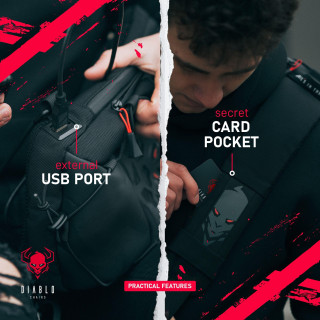 Črn nahrbtnik s torbico Diablo Chairs