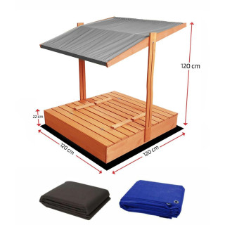 Impregnované pieskovisko so strieškou s UV filtrom - 120x120 cm