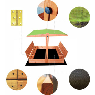 Impregnované pieskovisko so strieškou s UV filtrom - 120x120 cm