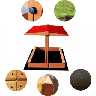 Impregnované pieskovisko so strieškou s UV filtrom - 120x120 cm