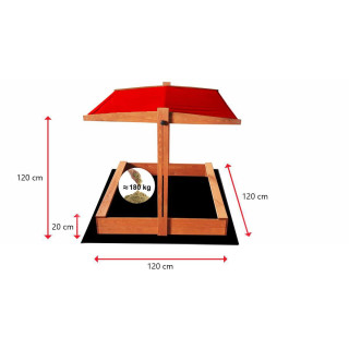 Impregnované pieskovisko so strieškou s UV filtrom - 120x120 cm