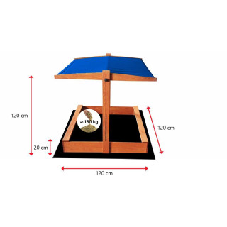 Impregnované pieskovisko so strieškou s UV filtrom - 120x120 cm