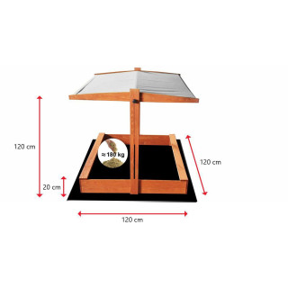 Impregnované pieskovisko so strieškou s UV filtrom - 120x120 cm