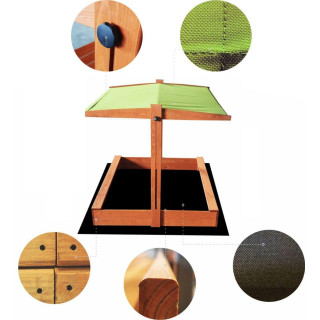 Impregnované pieskovisko so strieškou s UV filtrom - 120x120 cm