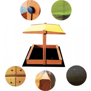 Impregnované pieskovisko so strieškou s UV filtrom - 120x120 cm