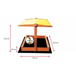 Impregnované pieskovisko so strieškou s UV filtrom - 120x120 cm