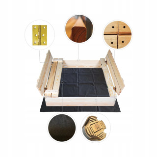 Uzatvárateľné detské pieskovisko s lavičkami - 100x100 cm