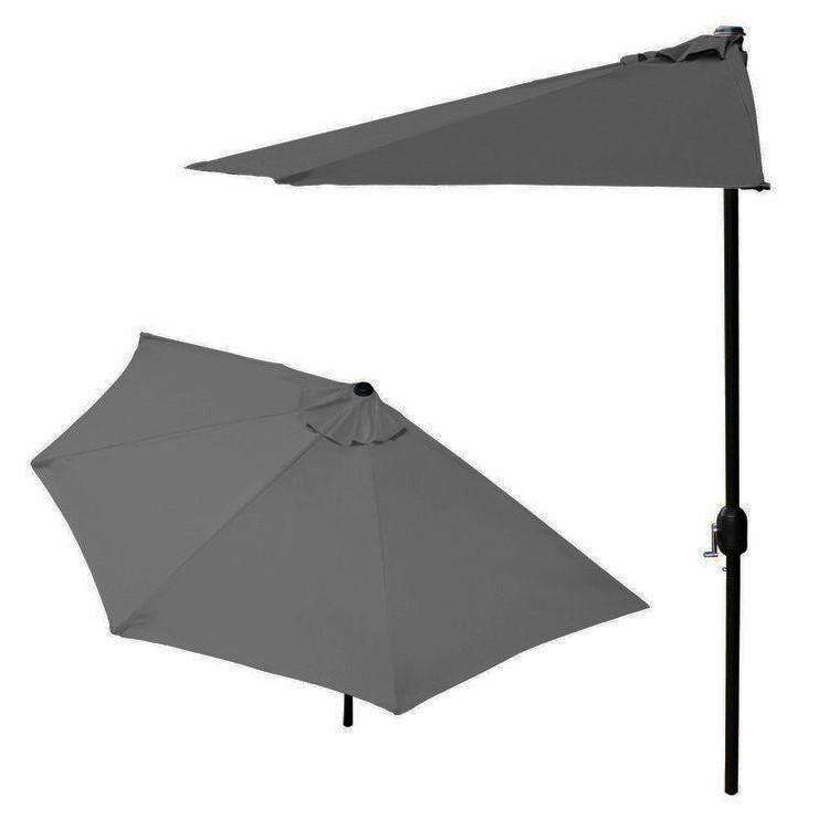 Sivý balkónový slnečník - polkruh