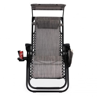 Záhradné ležadlo so strieškou v sivej farbe