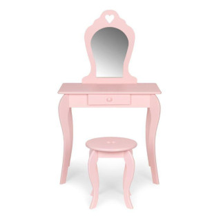 Ružový toaletný stolík so zrkadlom