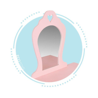 Ružový toaletný stolík so zrkadlom