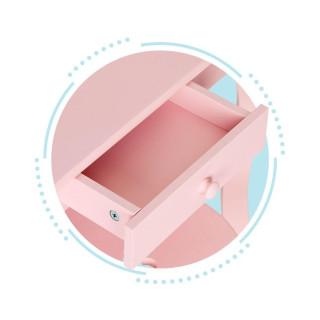 Ružový toaletný stolík so zrkadlom