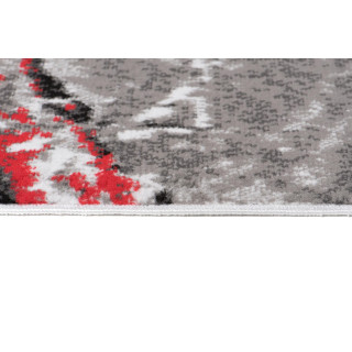 Sivo-červený koberec s abstraktným vzorom