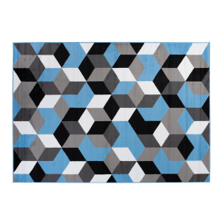 Koberec v modrej farbe so vzorom