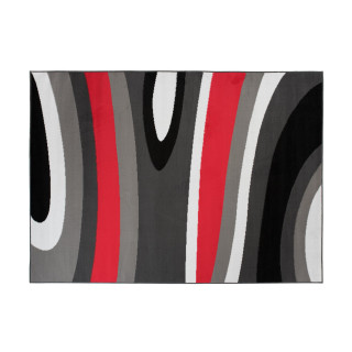 Koberec v sivo-červenej farbe