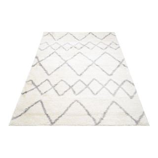 Krémový shaggy koberec s cik cak vzorom