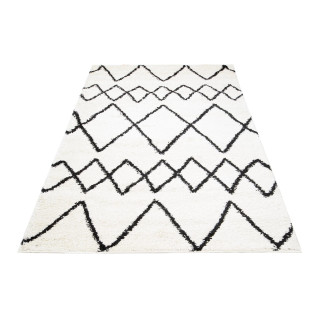 Shaggy krémový koberec s cik cak vzorom