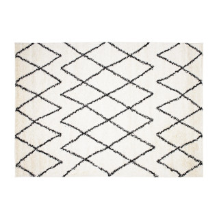 Shaggy krémový koberec so vzorom