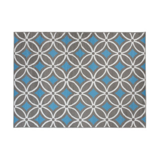 Vzorovaný koberec v sivo-modrej farbe