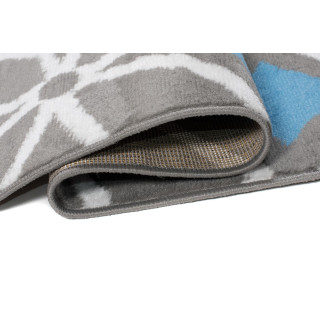 Vzorovaný koberec v sivo-modrej farbe