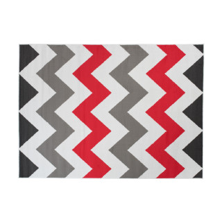 Sivo-červený moderný koberec