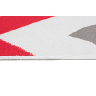 Sivo-červený moderný koberec