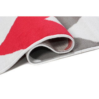 Sivo-červený moderný koberec