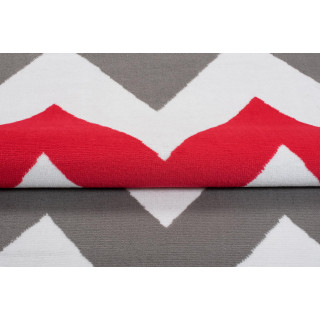 Sivo-červený moderný koberec