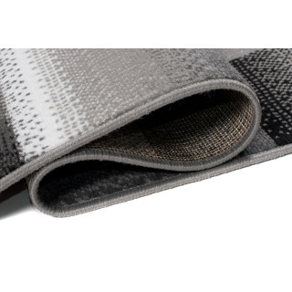 Vzorovaný koberec v sivo-červenej farbe