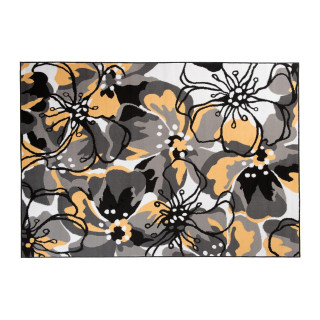 Kvetovaný koberec v sivo-žltej farbe