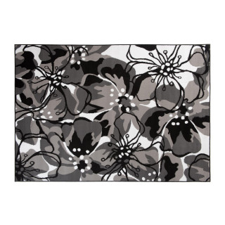 Kvetovaný koberec sivej farby