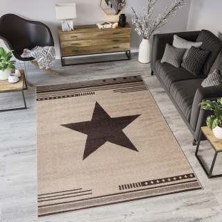Moderný béžový koberec s hviezdou
