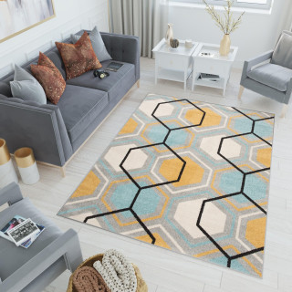 Viacfarebný moderný koberec so vzorom