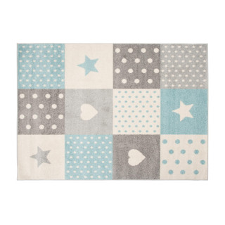 Bielo-tyrkysový koberec so vzormi