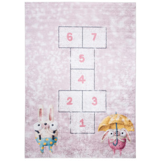 Ružový koberec s detskou skákacou hrou