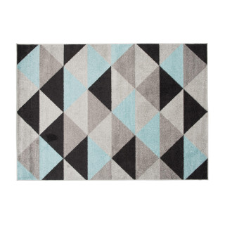 Sivo-tyrkysový koberec s trojuholníkmi