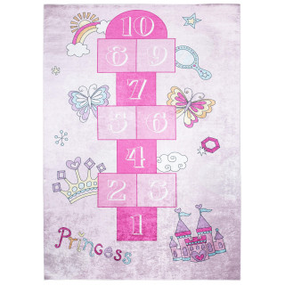 Detský ružový koberec s čislicami