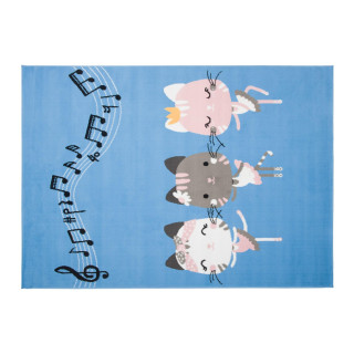 Detský koberec s mačičkami modrej farby